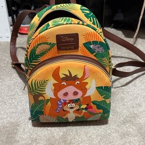 Loungefly Timon and Pumbaa  Backpack - Orange and Brown